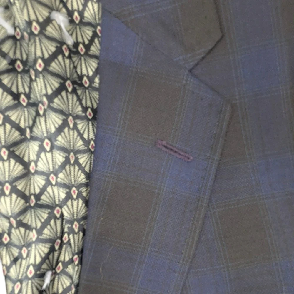 READ Ted Baker Endurance Jay SPJ Blazer Blue Black Plaid 42R Wool Sport Coat